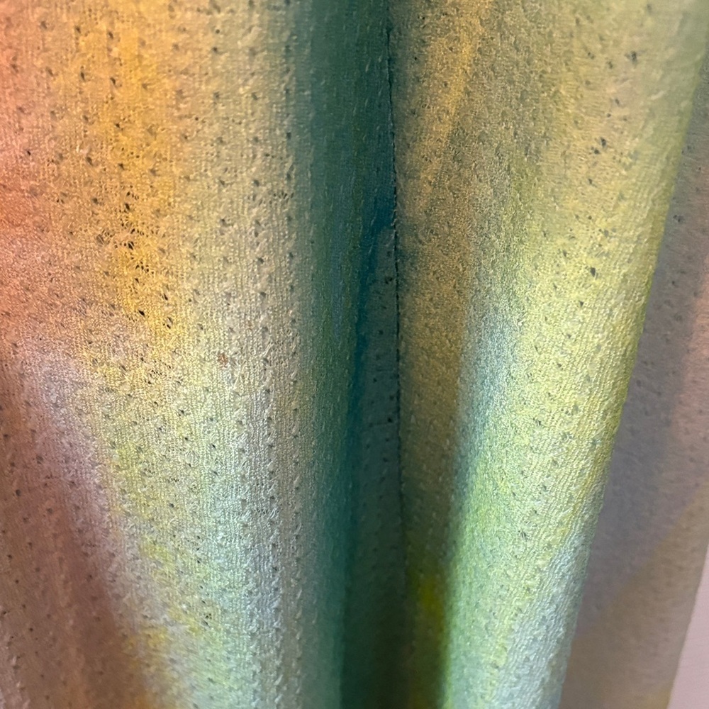 Slip Midi Dress in Green and Blue Tonal Stripe - Picture 7 of 8